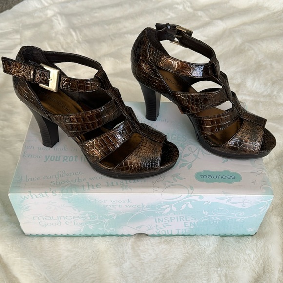 Maurice’s Brown Strappy High Heels - Picture 1 of 5